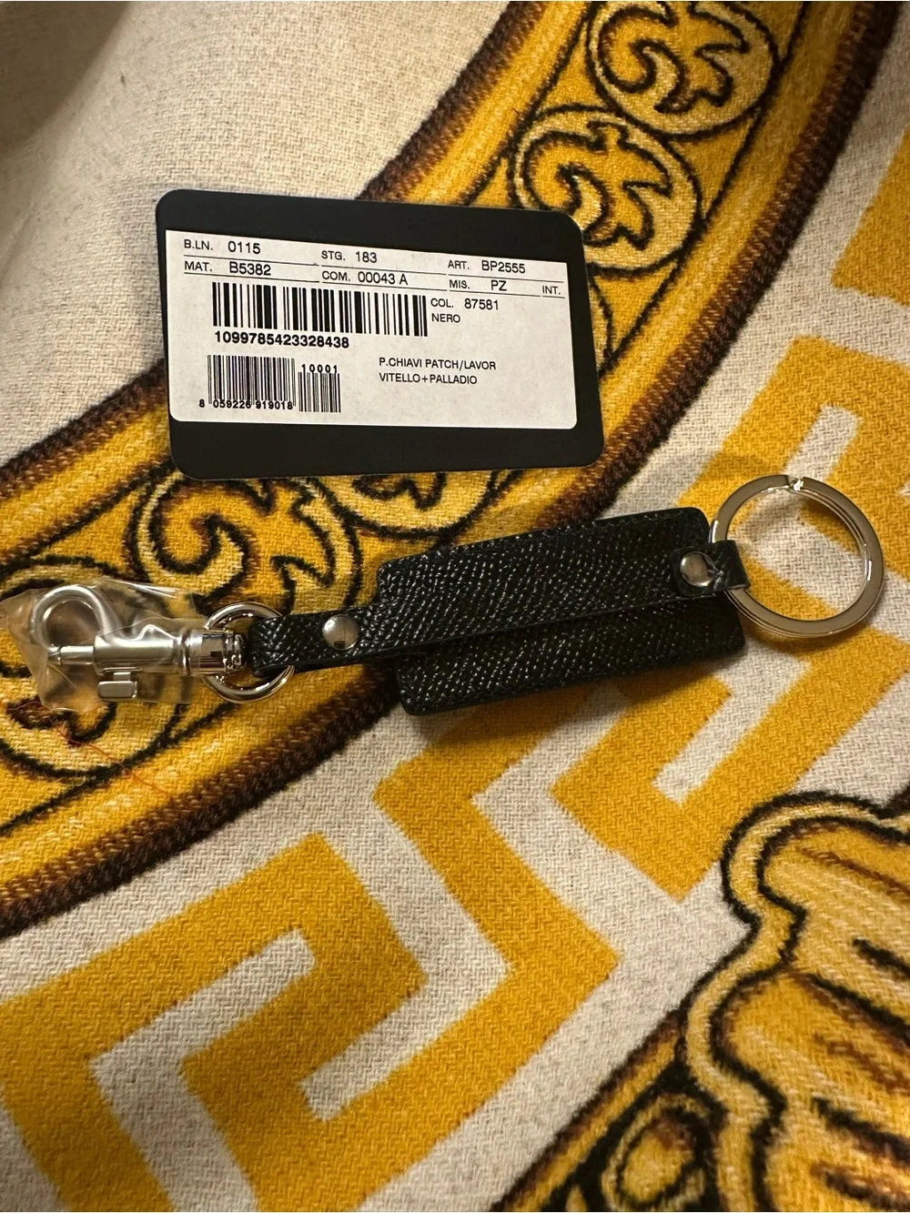 Dolce & Gabbana Black D&G Calfskin Leather Keychain NWT
